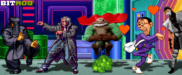 Kuroko (Samurai Shodown 3), Senator (Eternal Champions: Challenge from the Dark Side), Boogerman (ClayFighter 63 1/3), Norimaro (Marvel Super Heroes vs. Street Fighter), and Smoke (Mortal Kombat 2).